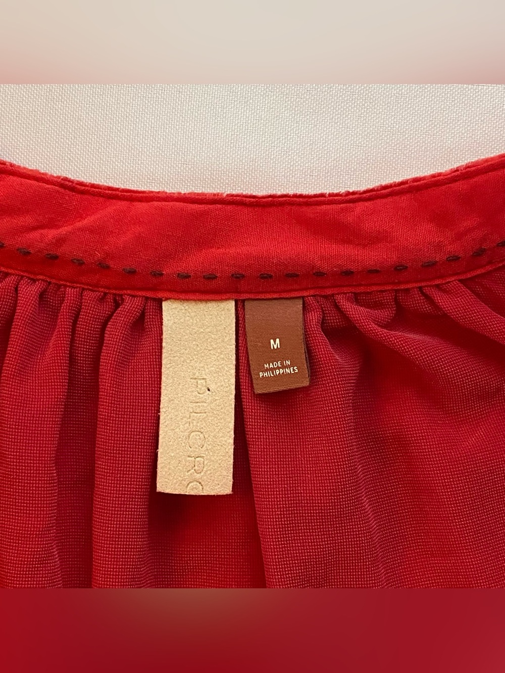 Pilcro Ruby Red Puff Sleeve Velvet Button Down Blouse Medium Cottagecore Femme - Picture 11 of 14
